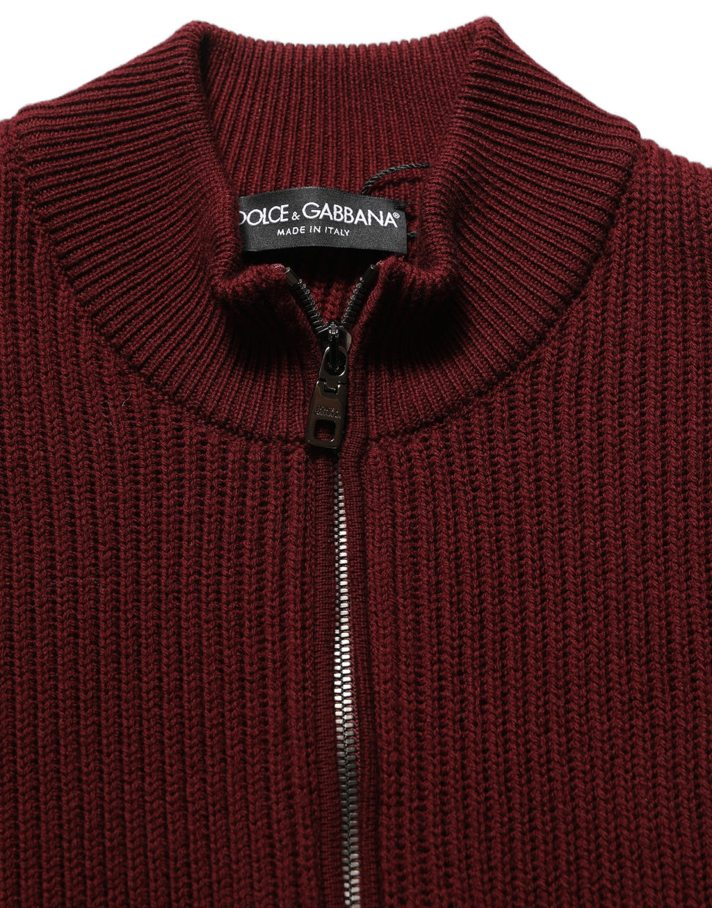 Burgundy Wool Half Zip Men Pullover Sweater