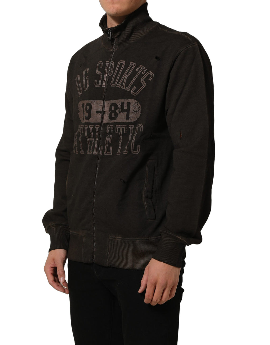 Brown Logo Print Full Zip Sweatshirt Sweater