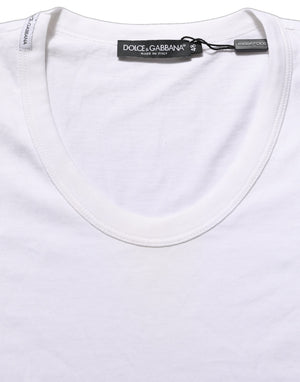 White Cotton Short Sleeve Round Neck T-shirt
