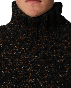 Brown Wool Knit Turtleneck Pullover Sweater