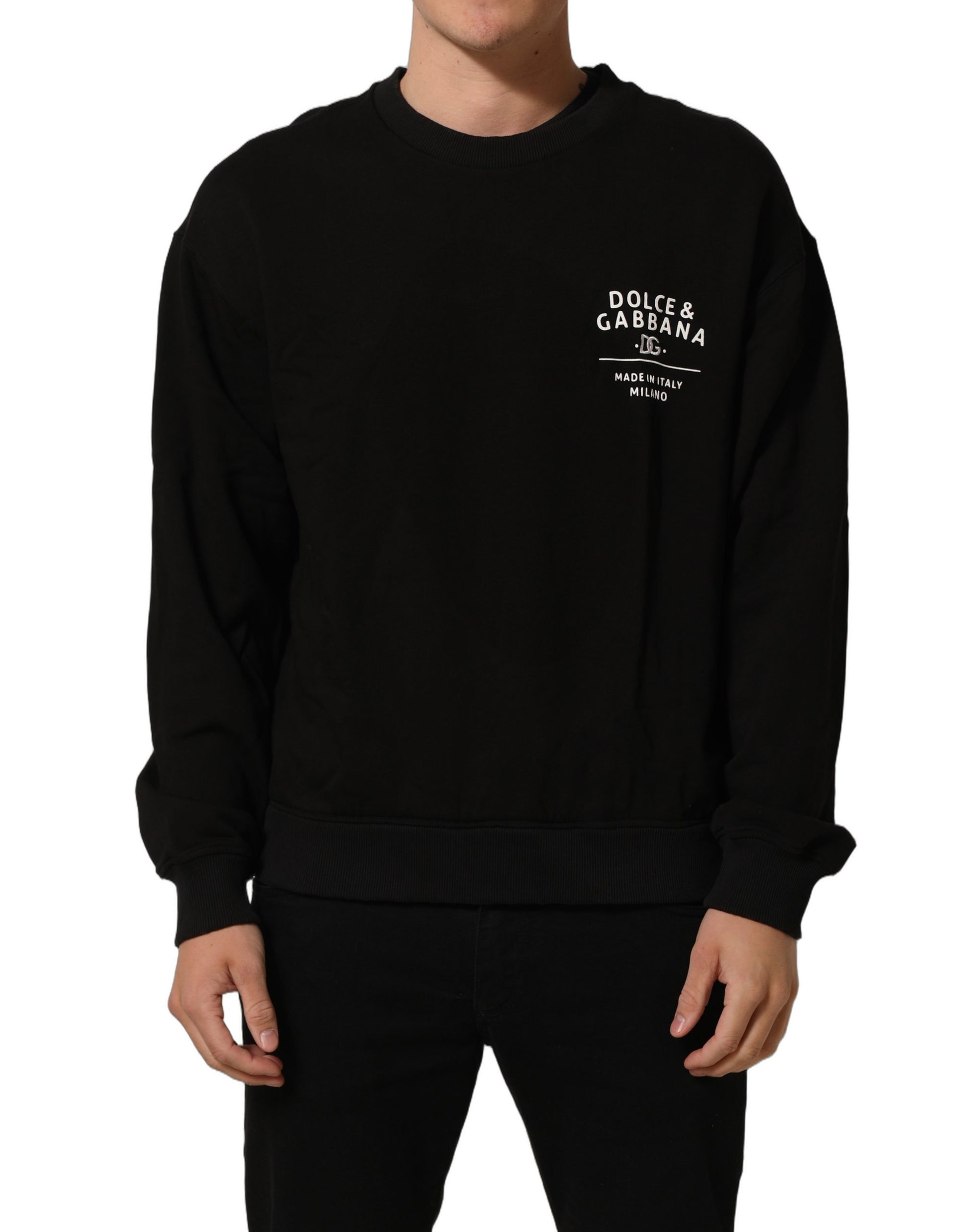 Black Cotton Logo Print Sweatshirt Sweater