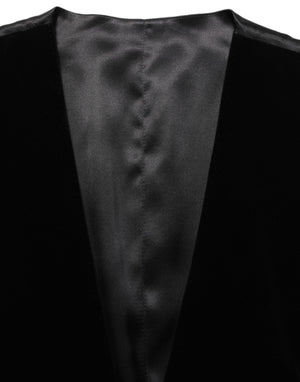 Black Wool Blend Waistcoat Formal Dress Vest