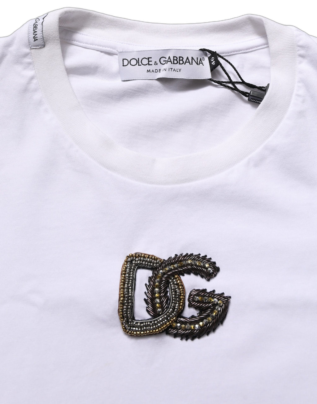 White DG Logo Cotton Crew Neck Men T-shirt