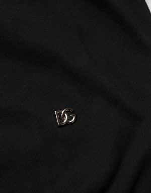 Black Cotton Collared Short Sleeves Men Polo T-shirt