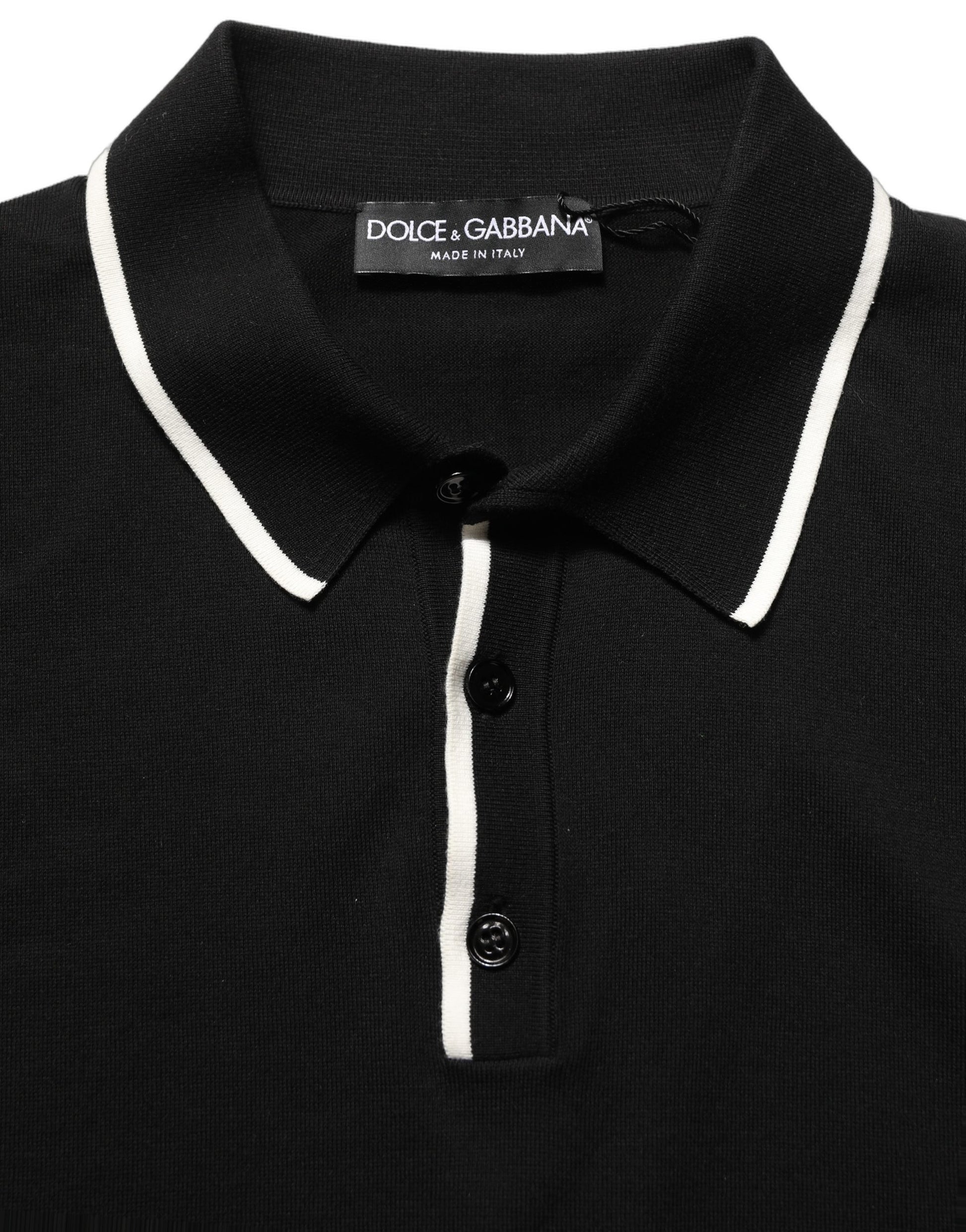 Black Cotton Collared Short Sleeves Men Polo T-shirt