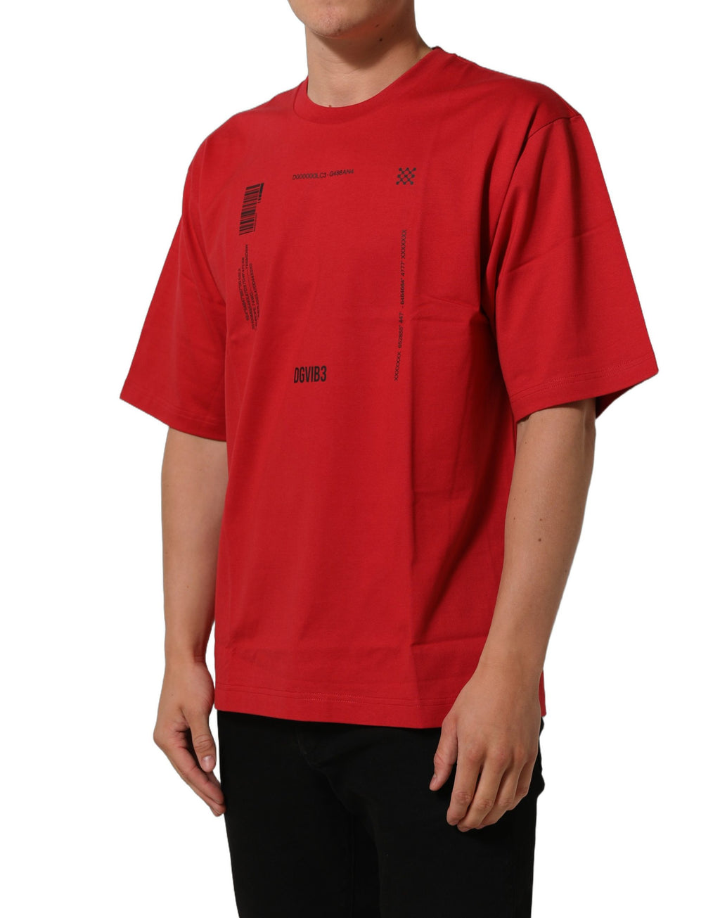 Red Cotton Graphic Print Crew Neck T-shirt