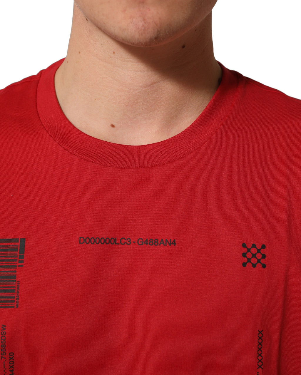 Red Cotton Graphic Print Crew Neck T-shirt
