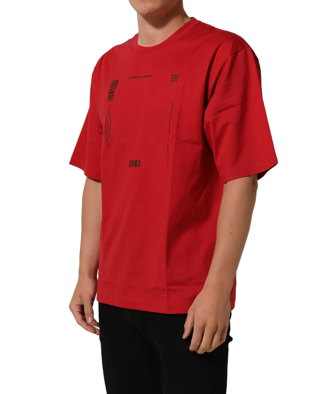 Red Cotton Graphic Print Crew Neck T-shirt