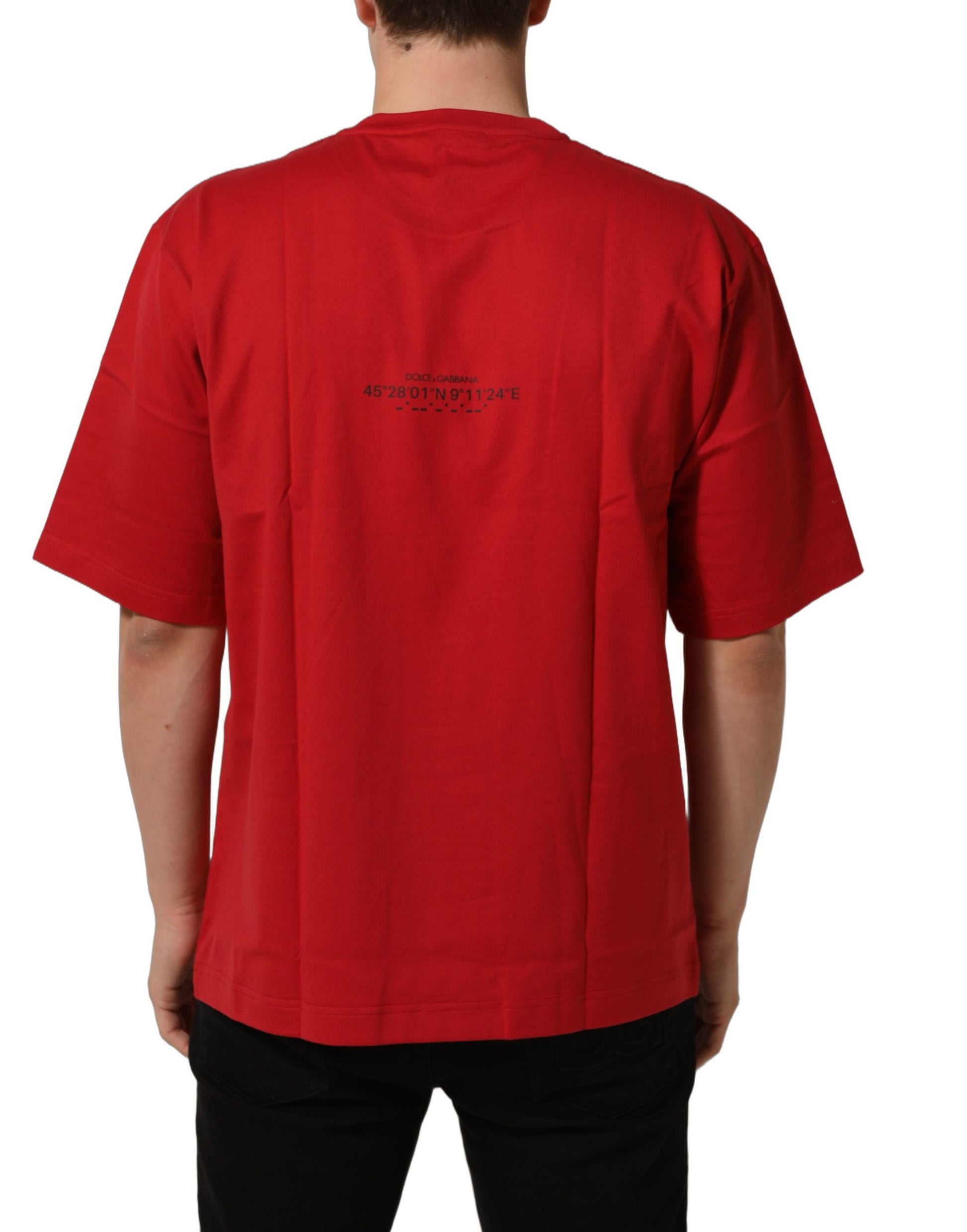Red Cotton Graphic Print Crew Neck T-shirt