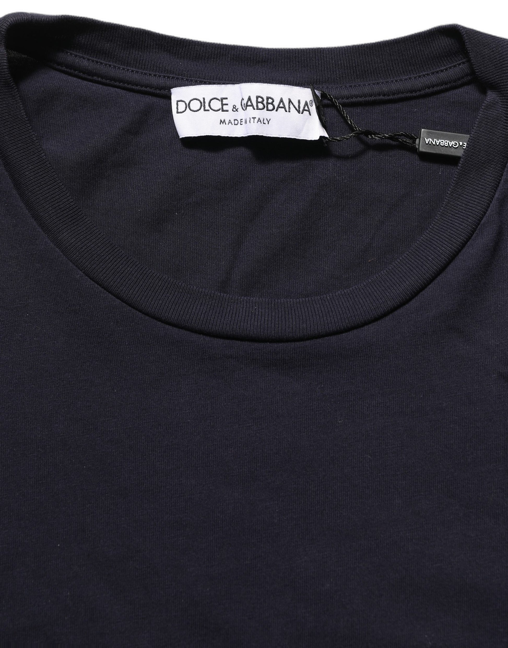 Black Cotton Short Sleeves Crew Neck T-shirt