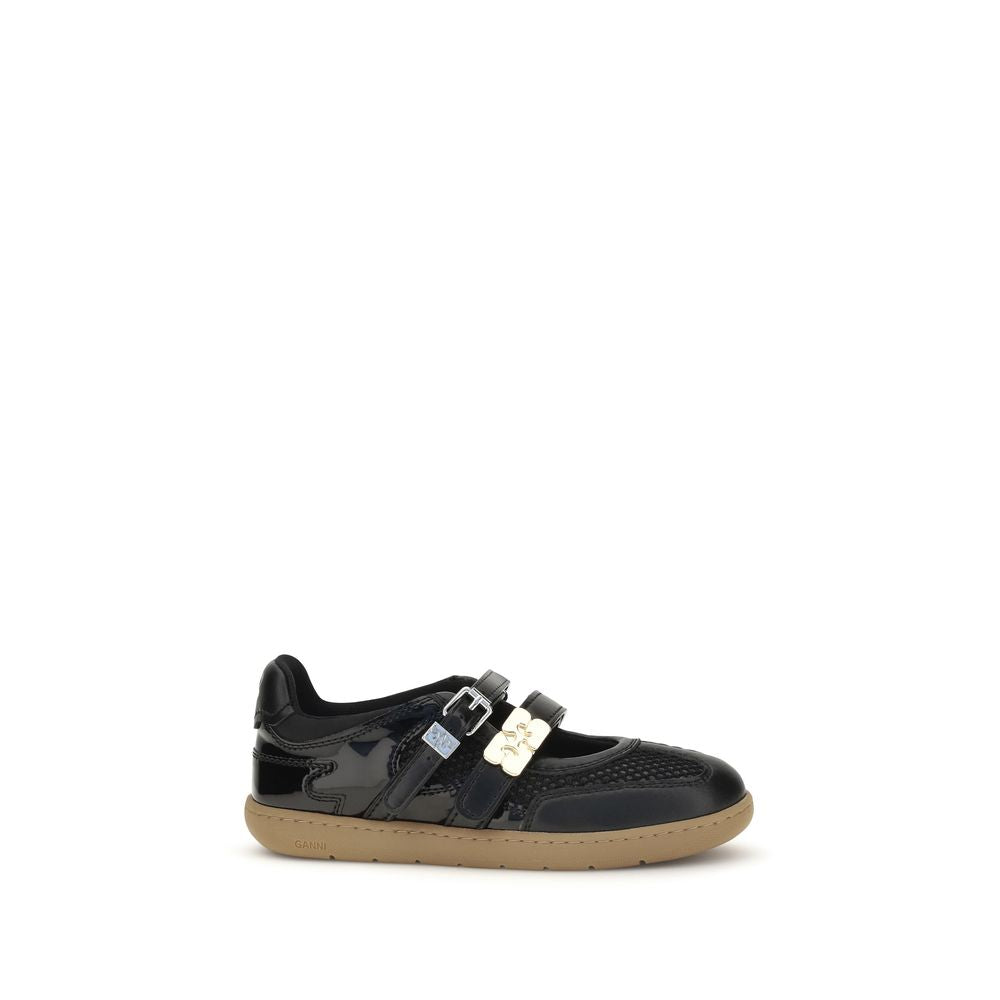Black Polyester Ballet Flats