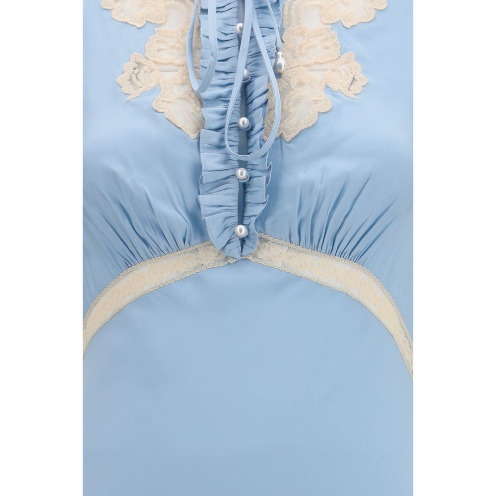 Blue Viscose Casual Dress