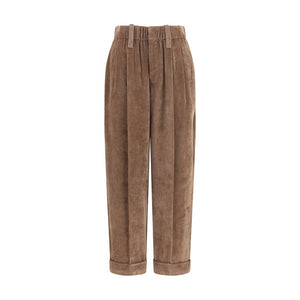 Brown Viscose Casual Pants
