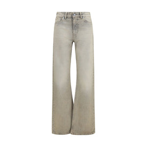 Gray Cotton Straight-Leg Jeans