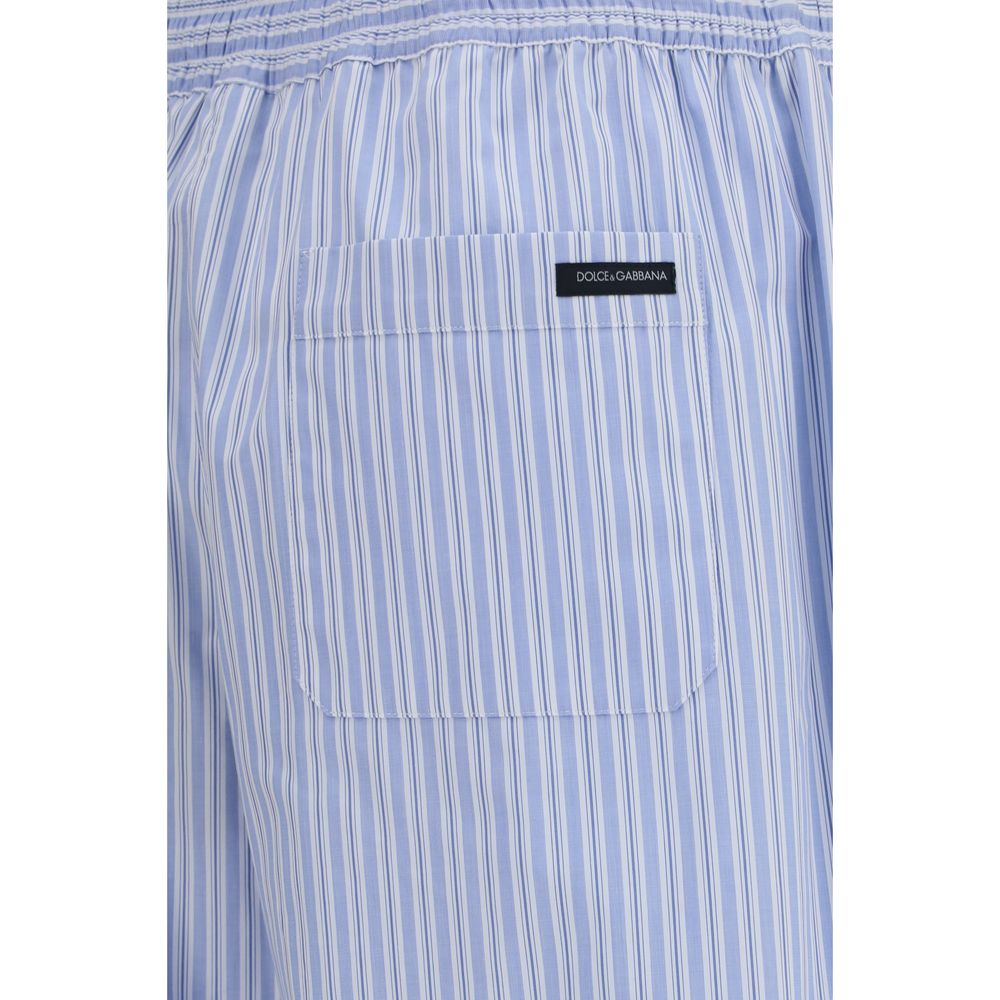 Blue Cotton Casual Pants