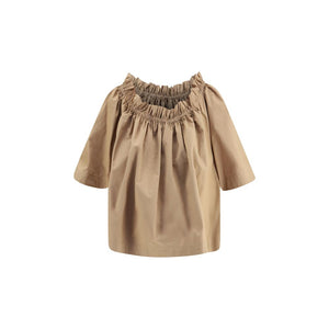 Beige Cotton Shortsleeve Shirt