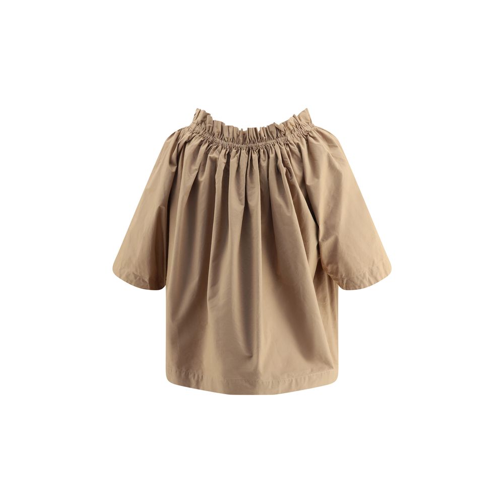 Beige Cotton Shortsleeve Shirt