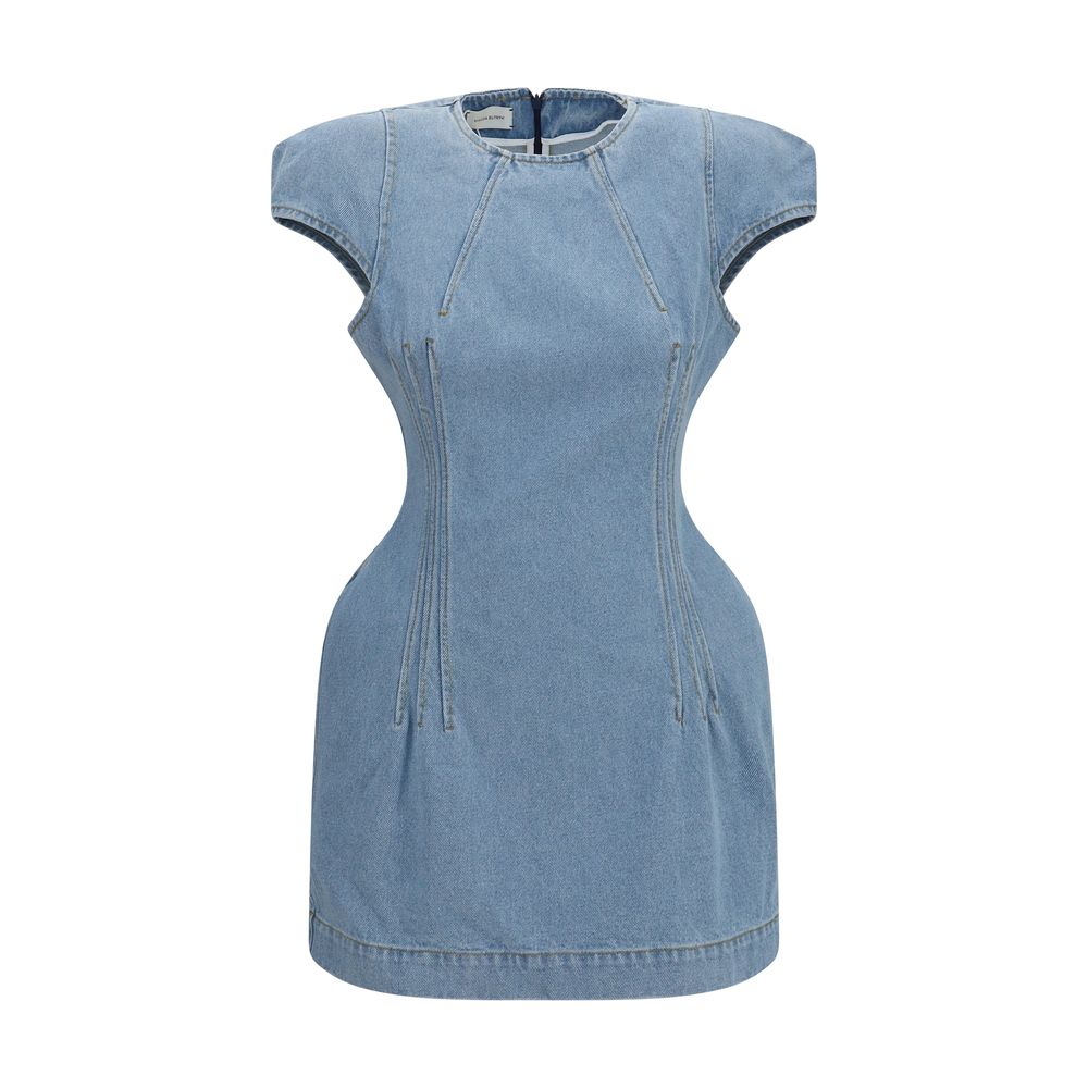 Blue Cotton Casual Dress