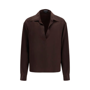 Brown Silk Dress Shirt