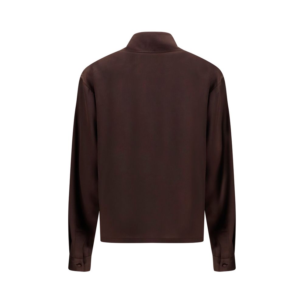 Brown Silk Dress Shirt