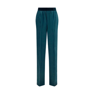 Blue Silk Casual Pants