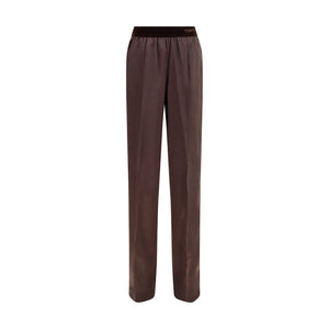 Brown Silk Casual Pants