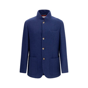 Blue Cashmere Full-Length Jacket