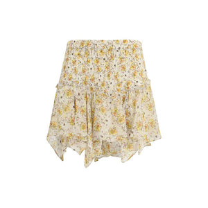 Beige Viscose Mini Skirt