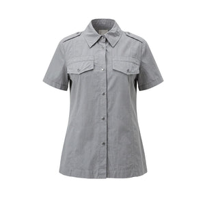 Grey Cotton Women Shirt