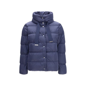 Blue Polyester Full-Length Jacket
