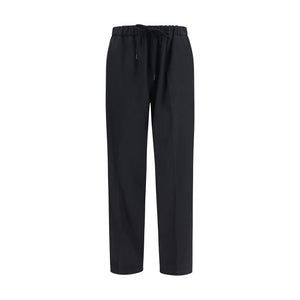 Black Polyester Casual Pants