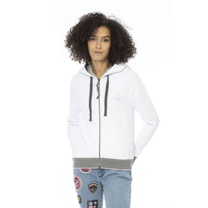 White Cotton Women Sweatshirt Top