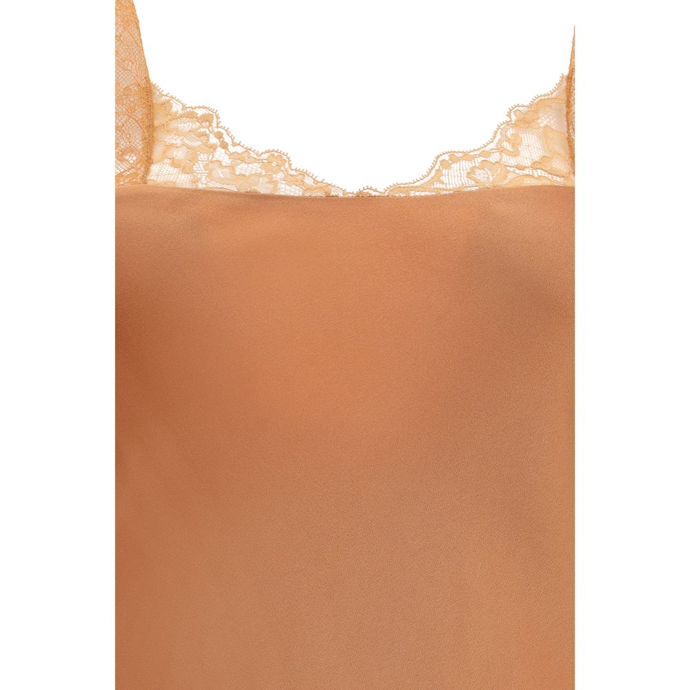 Beige Acetate Long Dress