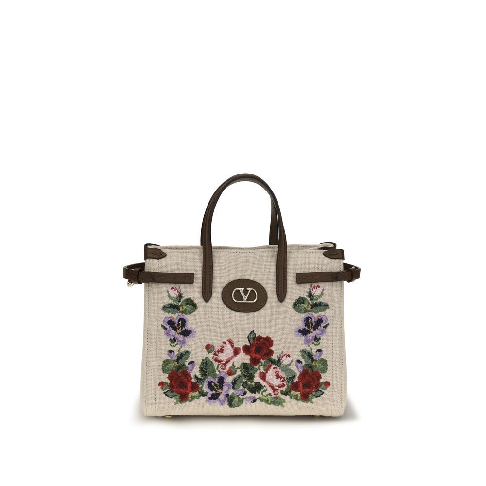 Beige Linen Shoulder Bag
