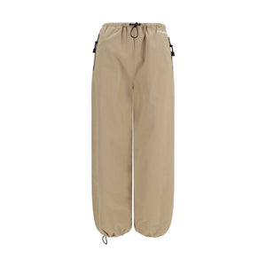 Beige Cotton Athletic Pants