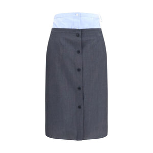 Gray Cotton Midi Skirt