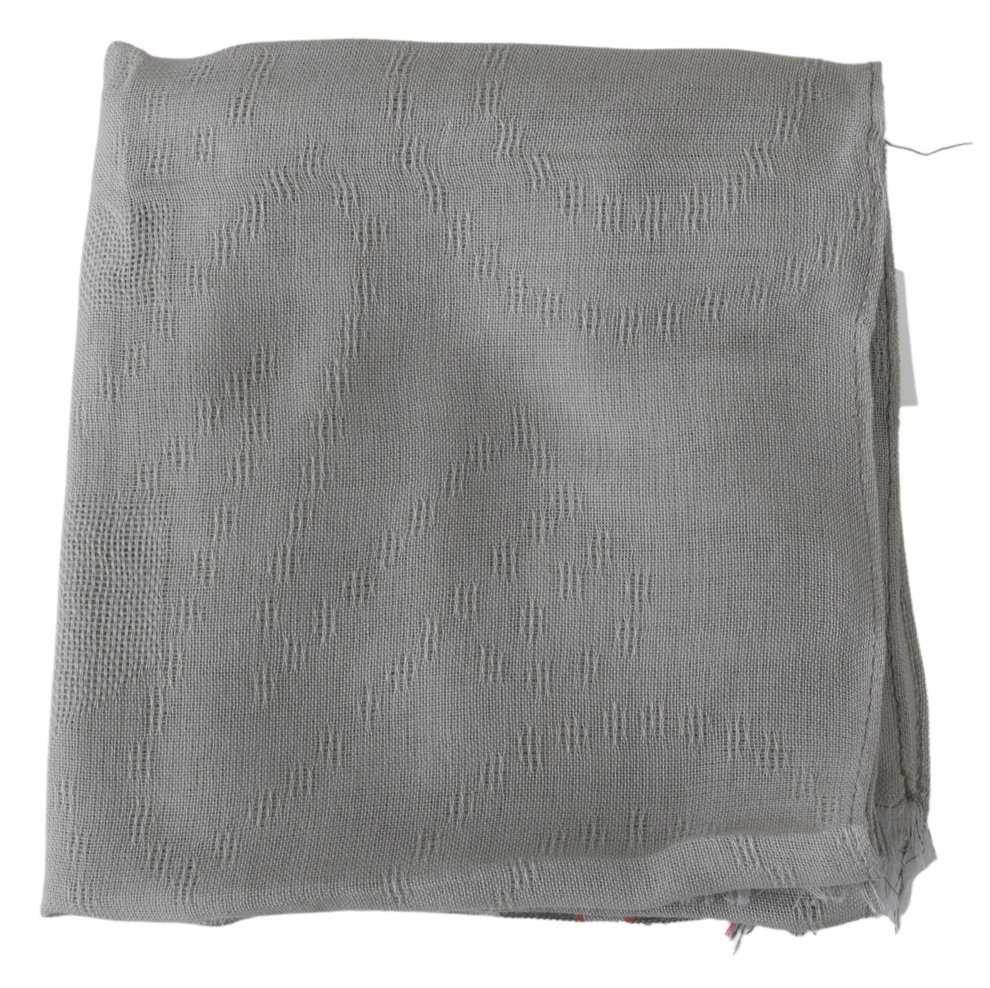 Gray Fringe Neck Wrap Cotton Scarf