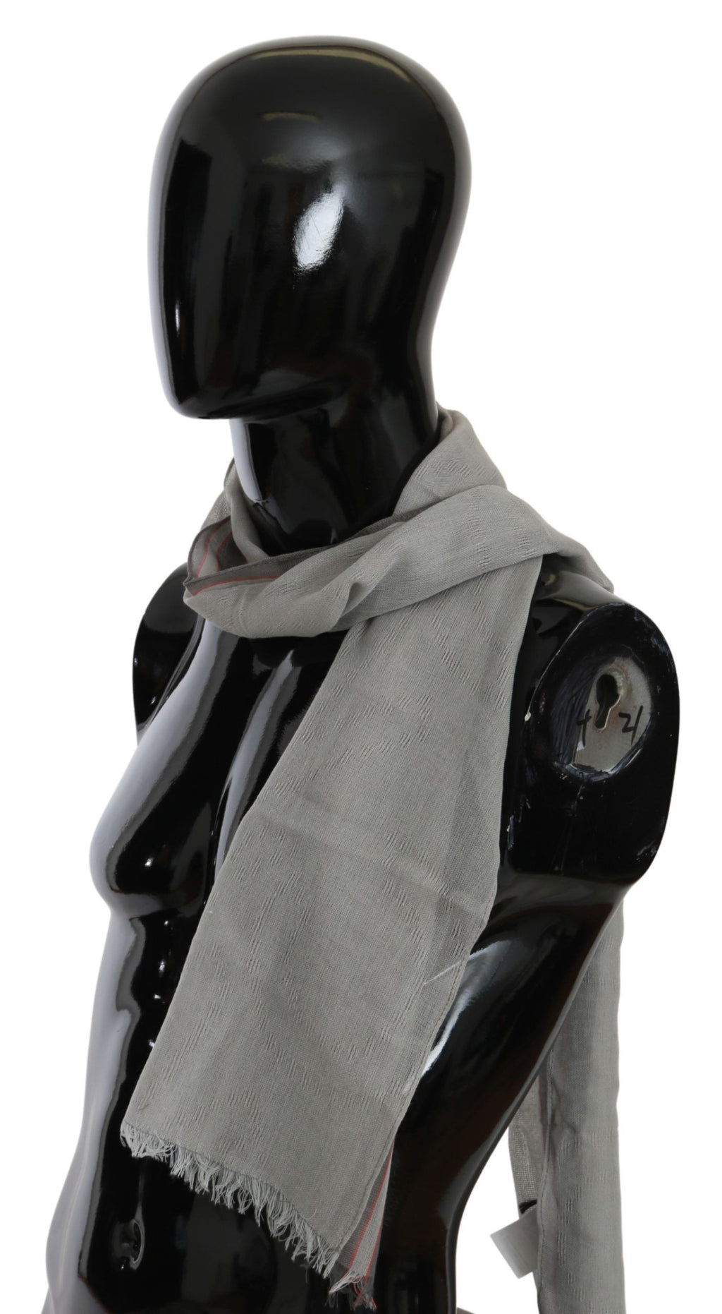 Gray Fringe Neck Wrap Cotton Scarf