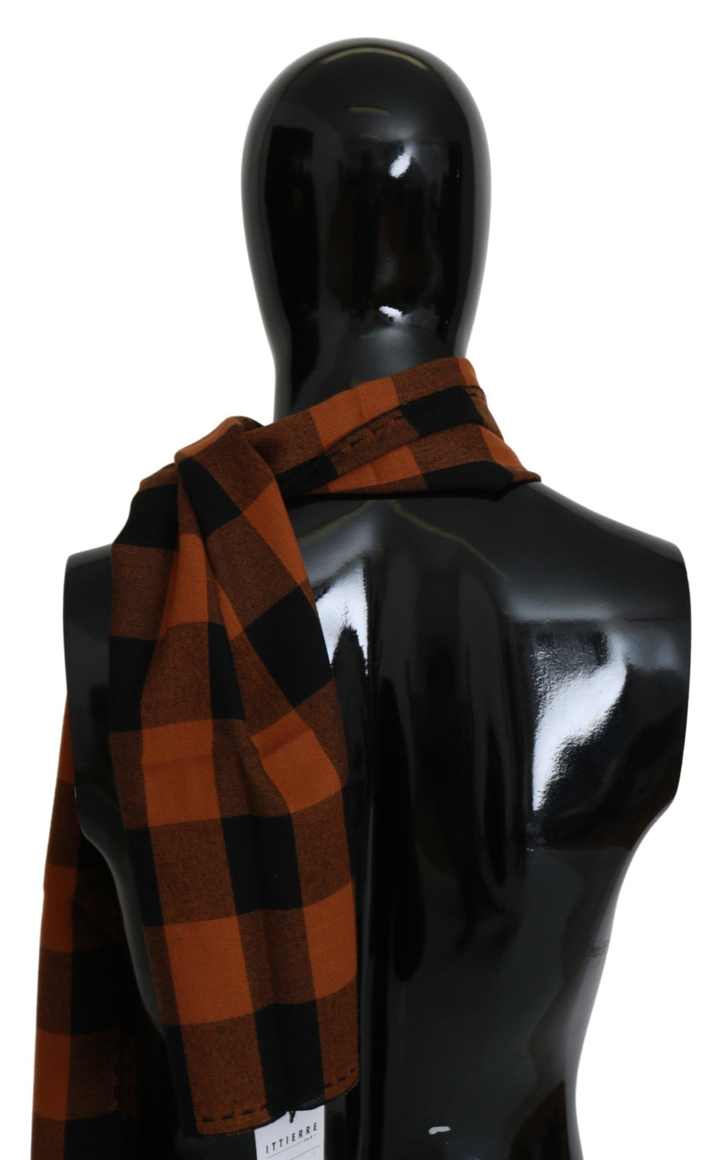 Orange Check Neck Wrap Shawl Scarf