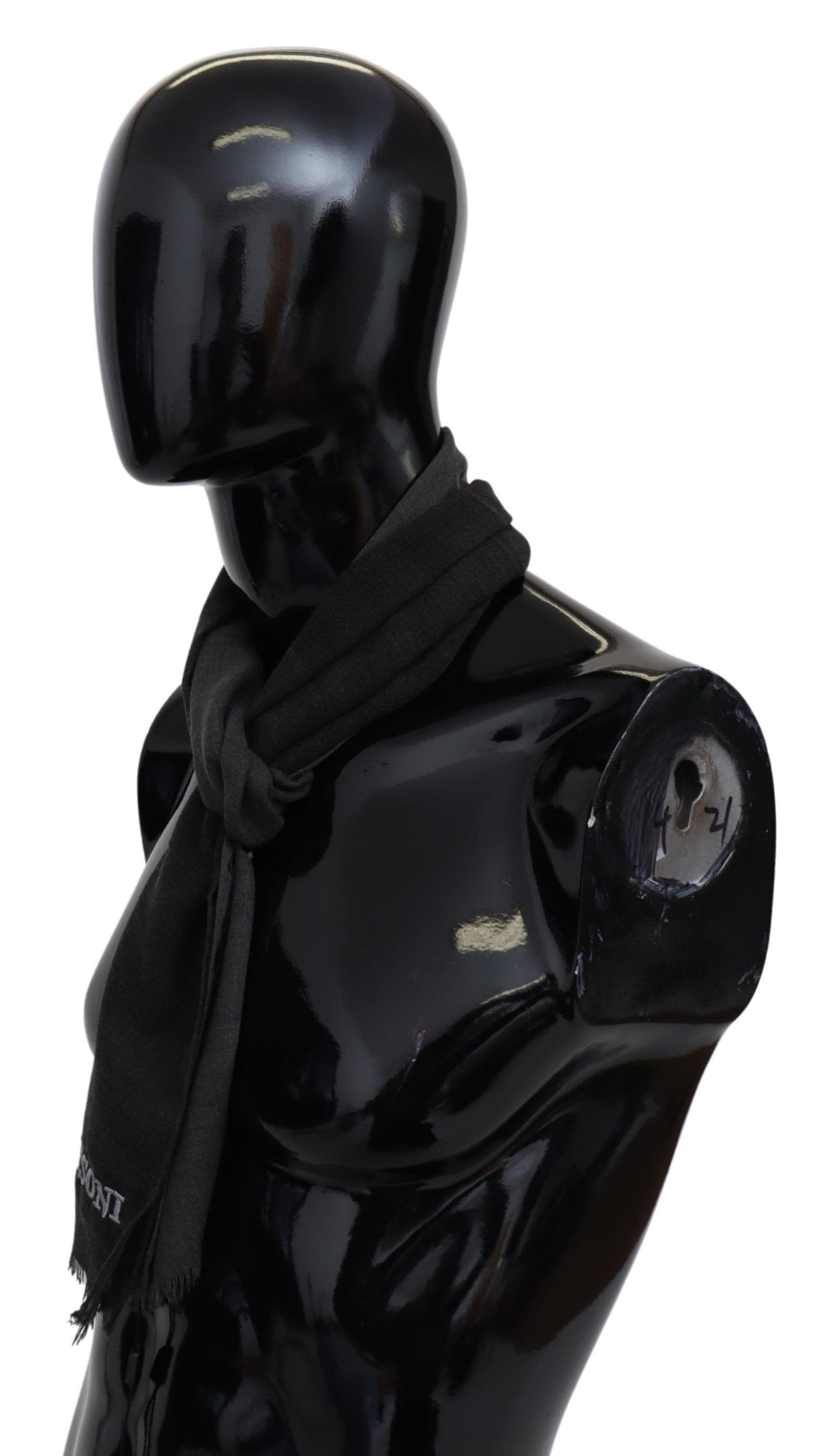 Gray Wool Unisex Neck Wrap Shawl Fringes Logo Scarf