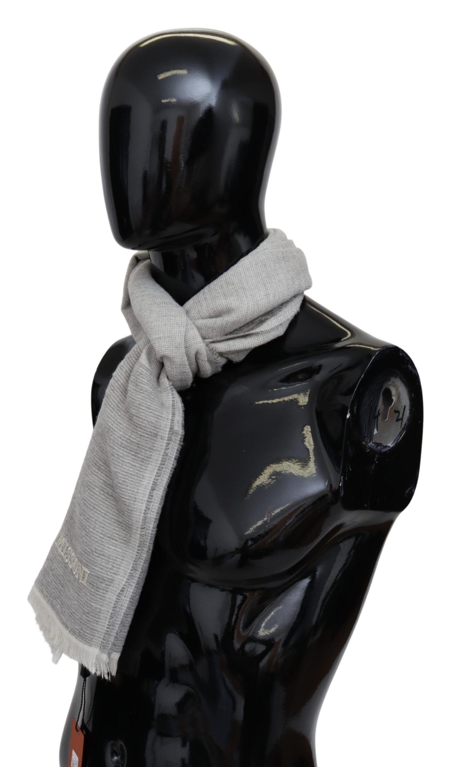 Beige 100% Wool Unisex Neck Wrap Scarf