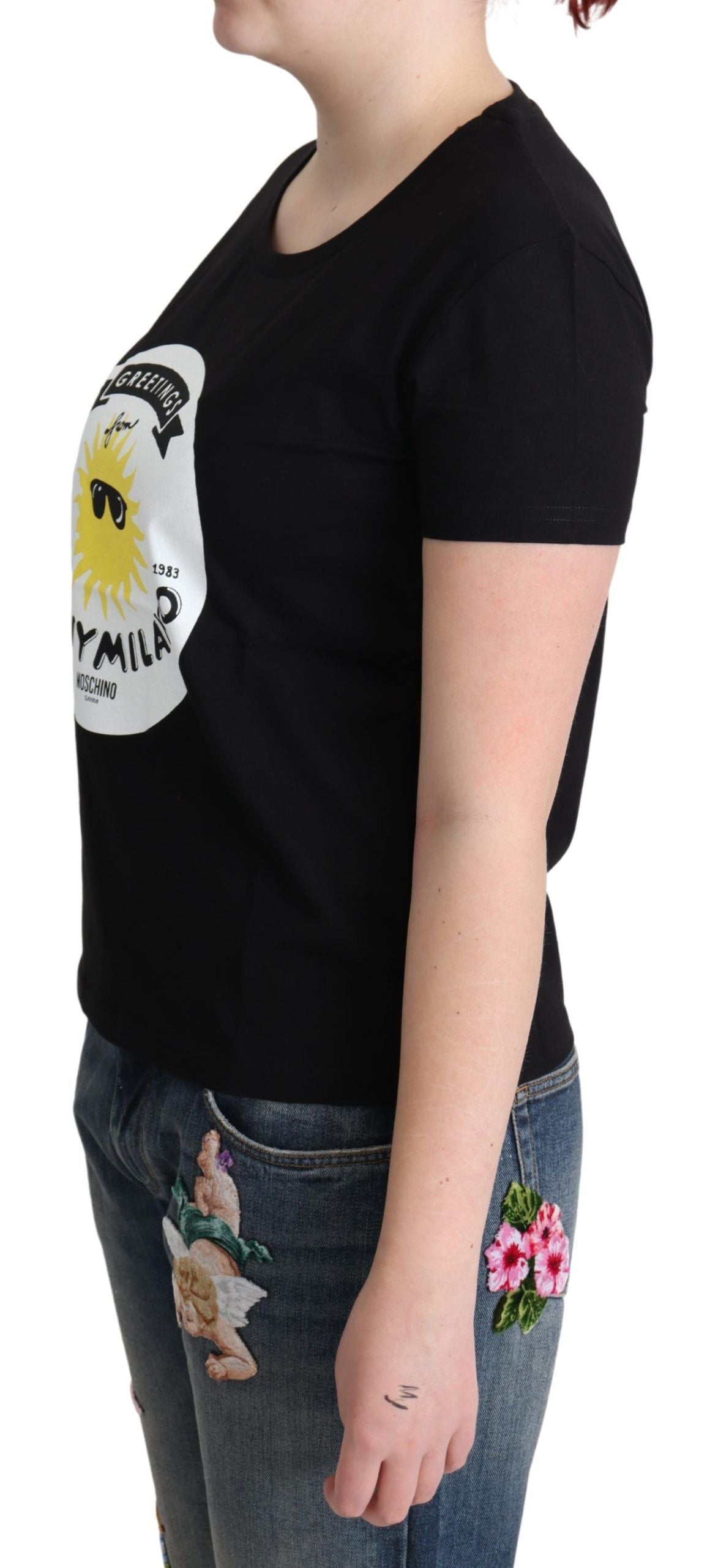 Black Cotton Sunny Milano Print T-shirt
