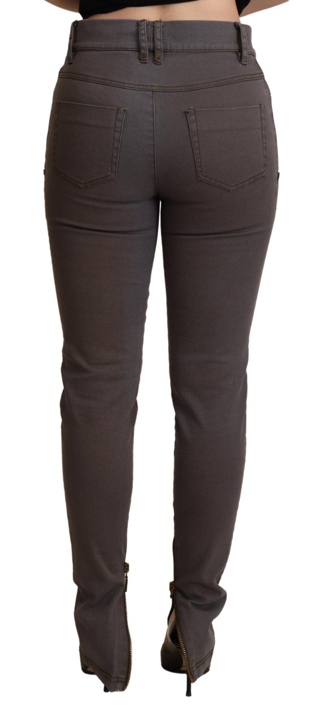 Brown Cotton Stretch Skinny Denim Jeans