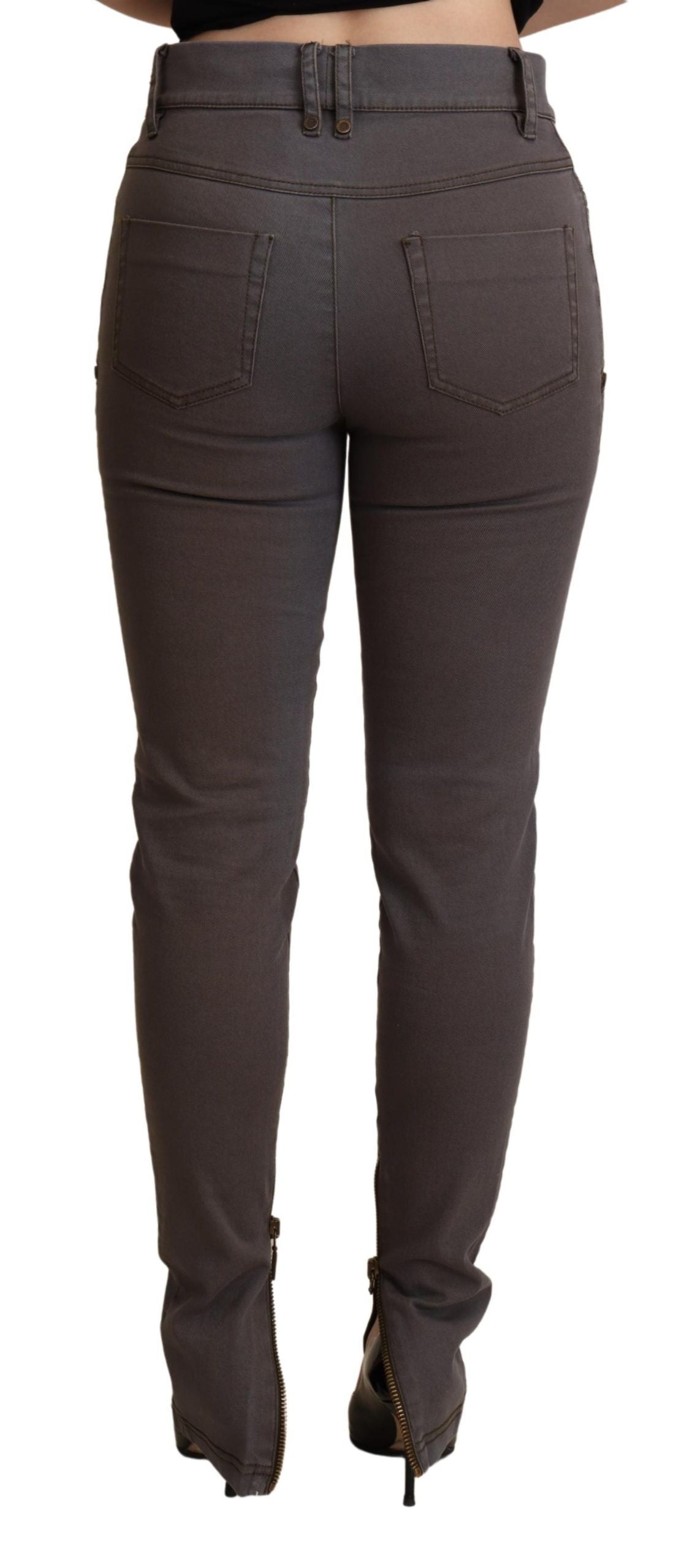 Brown Cotton Stretch Skinny Denim Jeans