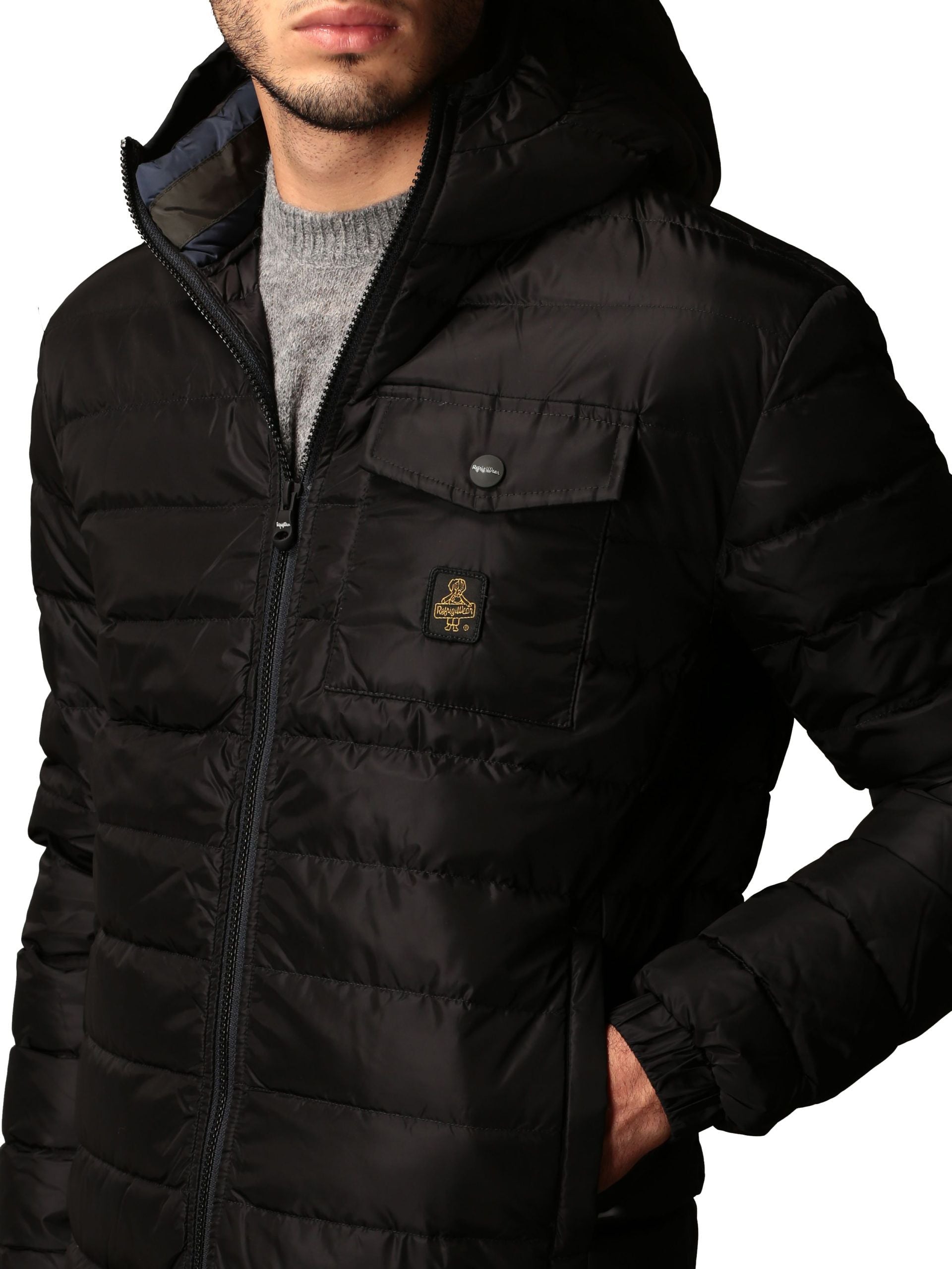 Black Nylon Men Jacket