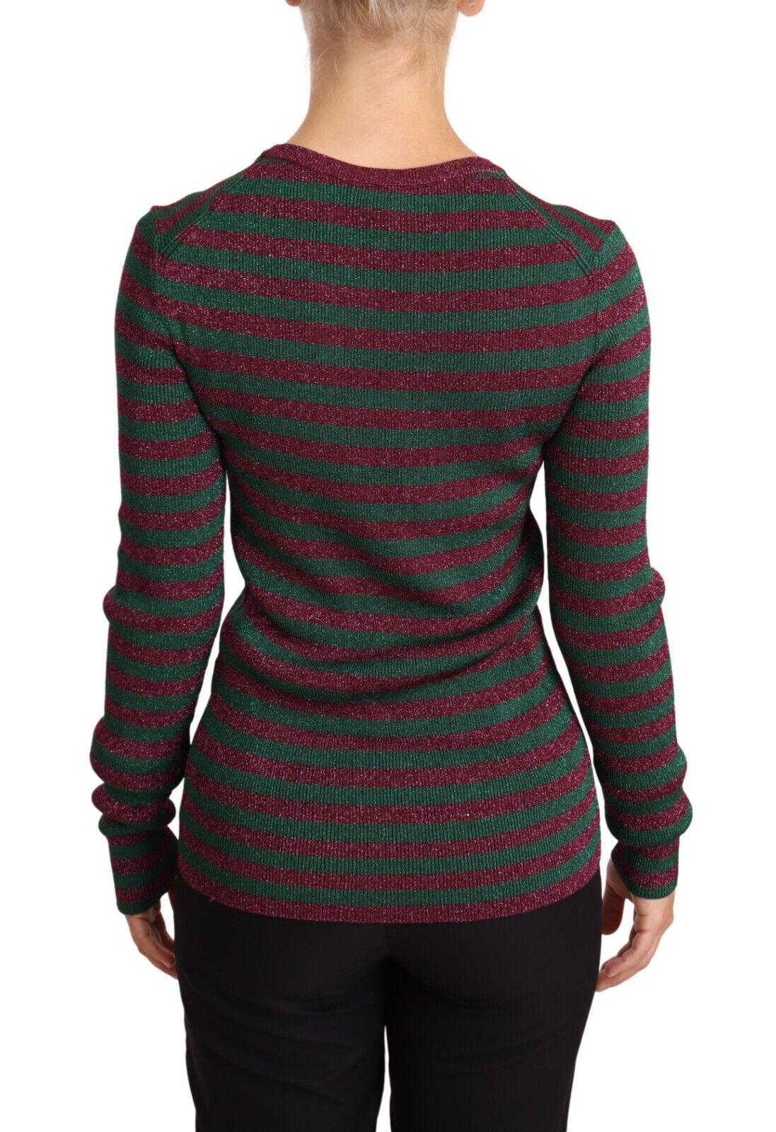 Multicolor Striped Crew Neck Pullover Sweater