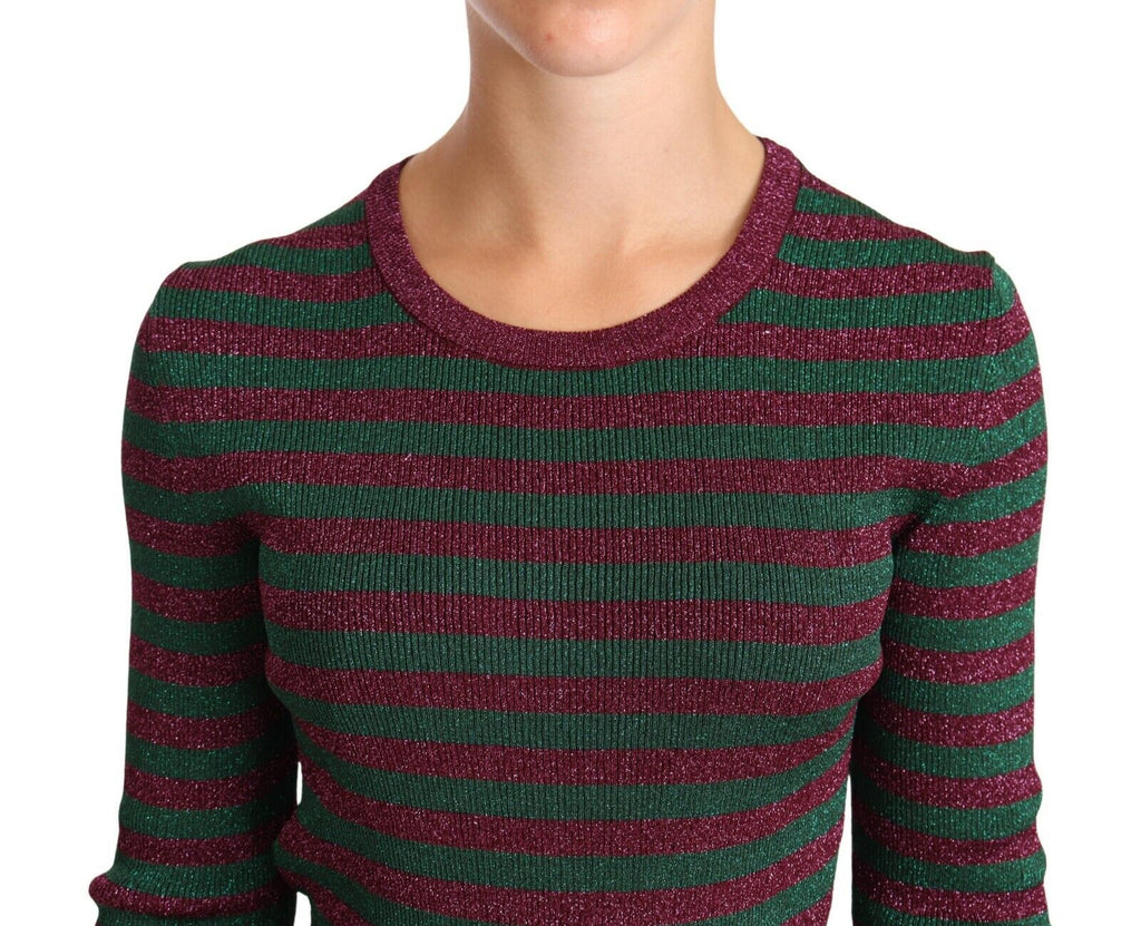 Multicolor Striped Crew Neck Pullover Sweater