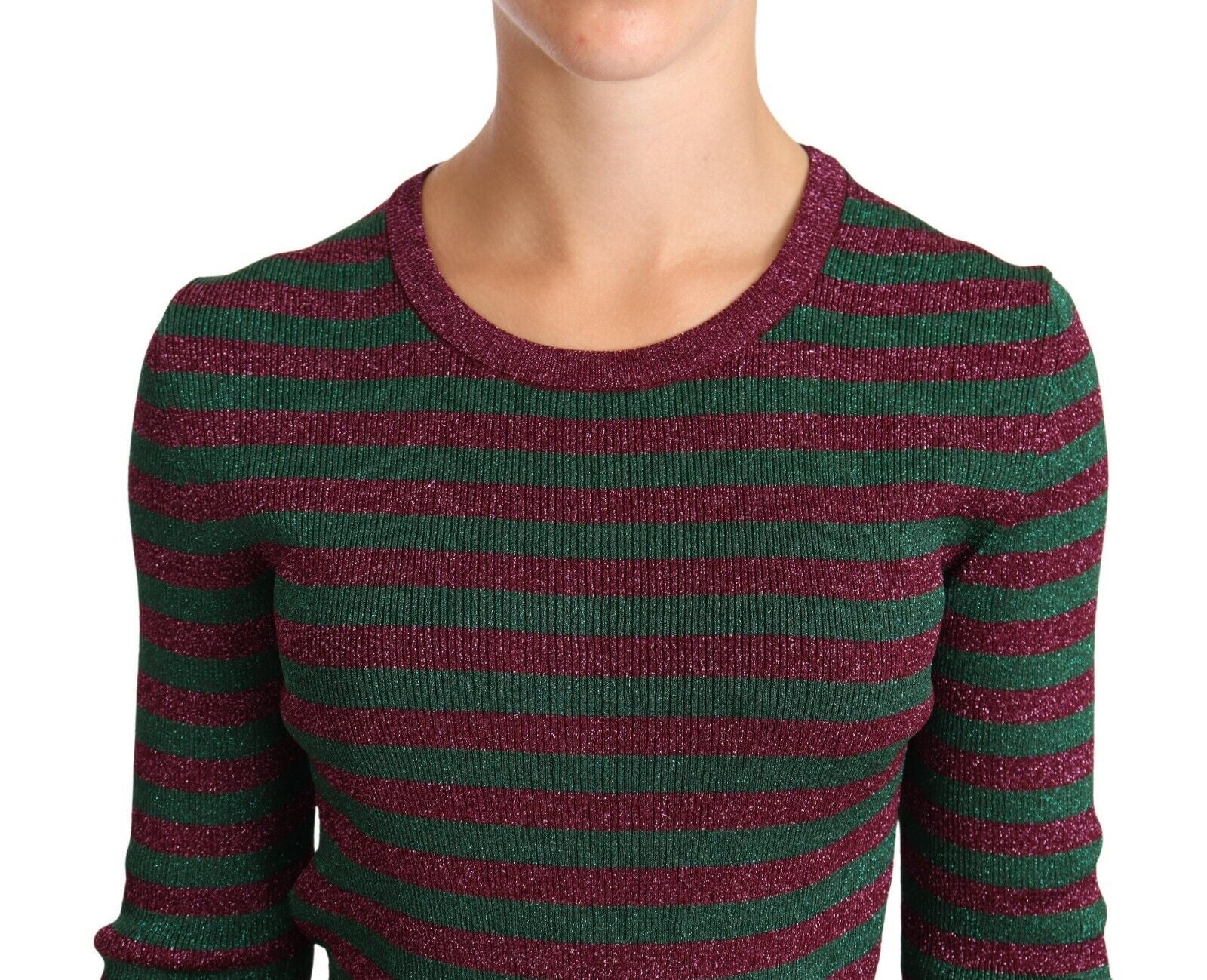 Multicolor Striped Crew Neck Pullover Sweater