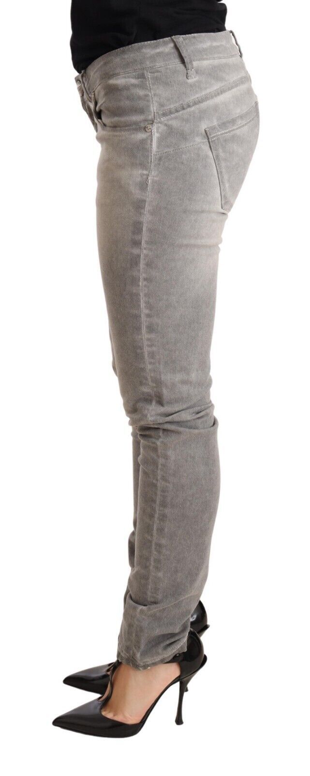 Light Gray Washed Cotton Slim Fit Denim Women Trouser Jeans