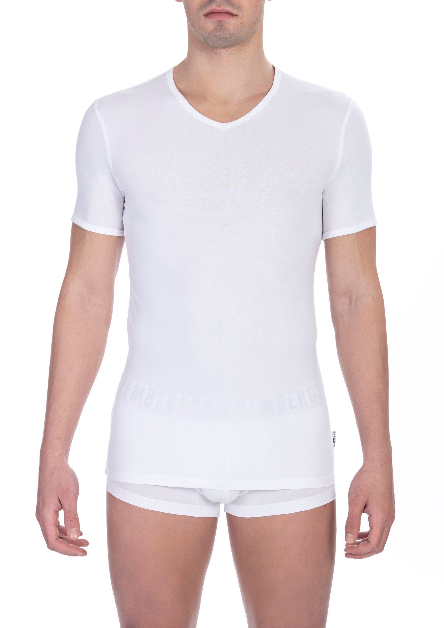 White Cotton Men's V-Neck T-Shirt